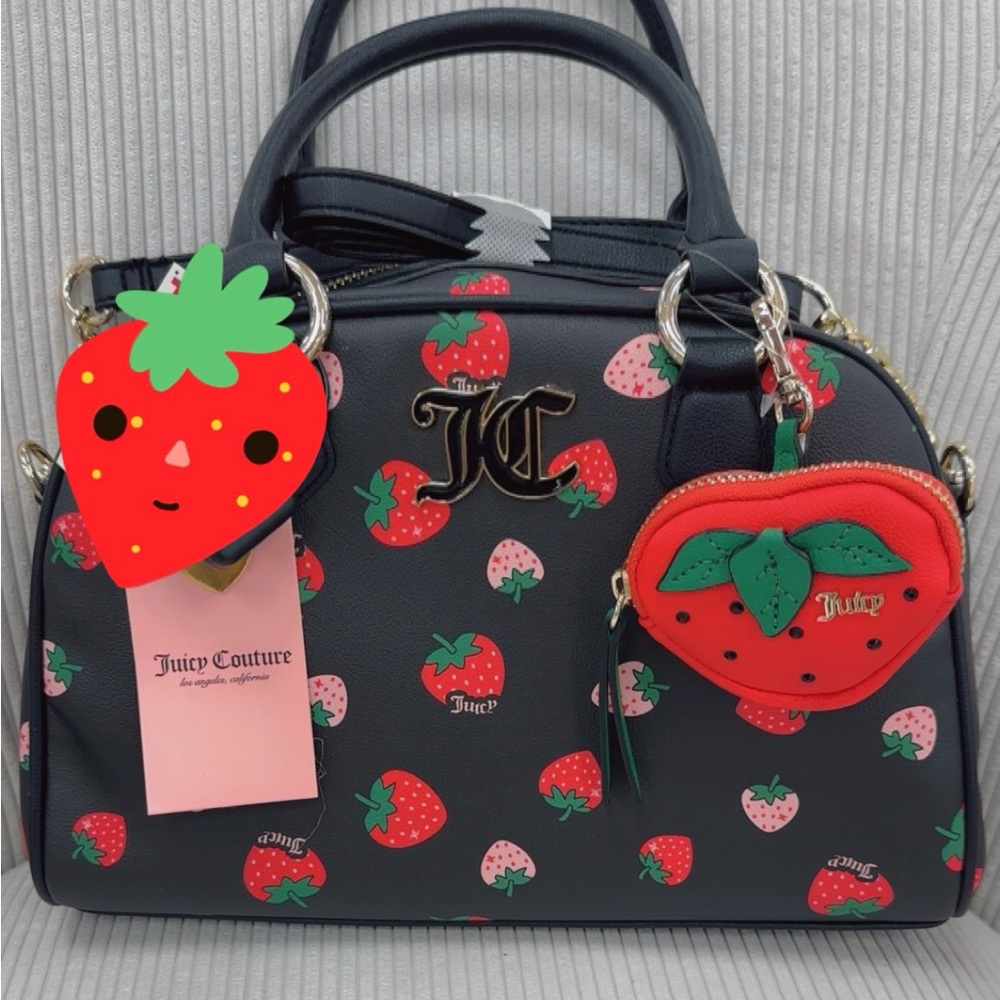 Juicy Couture Black Strawberry Print Handbag